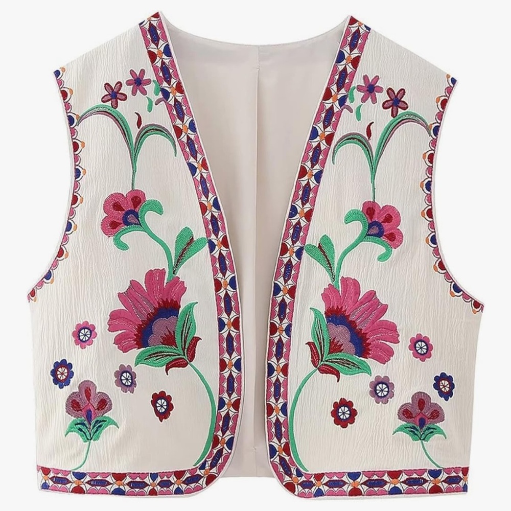 Floral Embroidered Vest